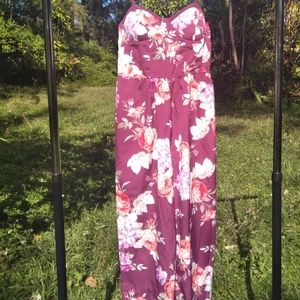 Band of Gypsies Sleeveless Maroon Floral Jumpsuit